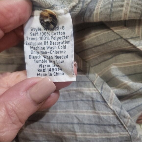 Johnny Was Alexandria Oversized Stripe Shirt Embroidered Cotton L Hummingbird - Picture 6 of 7